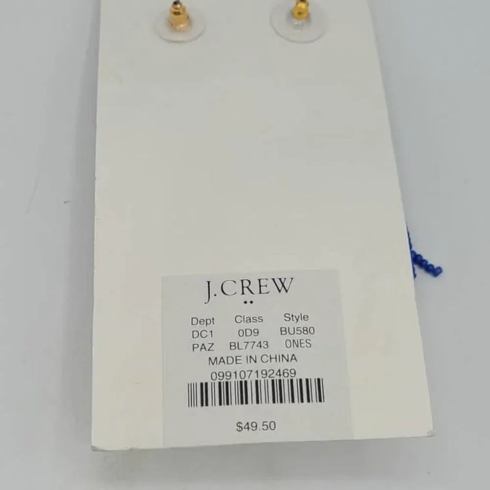J Crew Factory Blue Beaded Tassel Earrings NWT!  NEW!